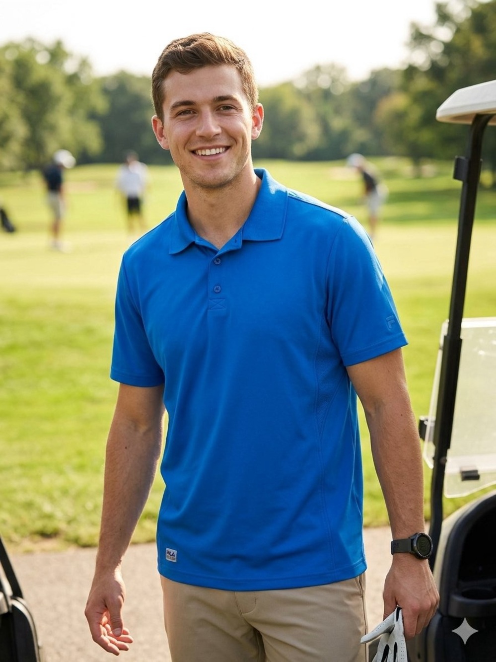 FILA Sport Golf Performance Polo Shirt Blue Men's Large Short Sleeve